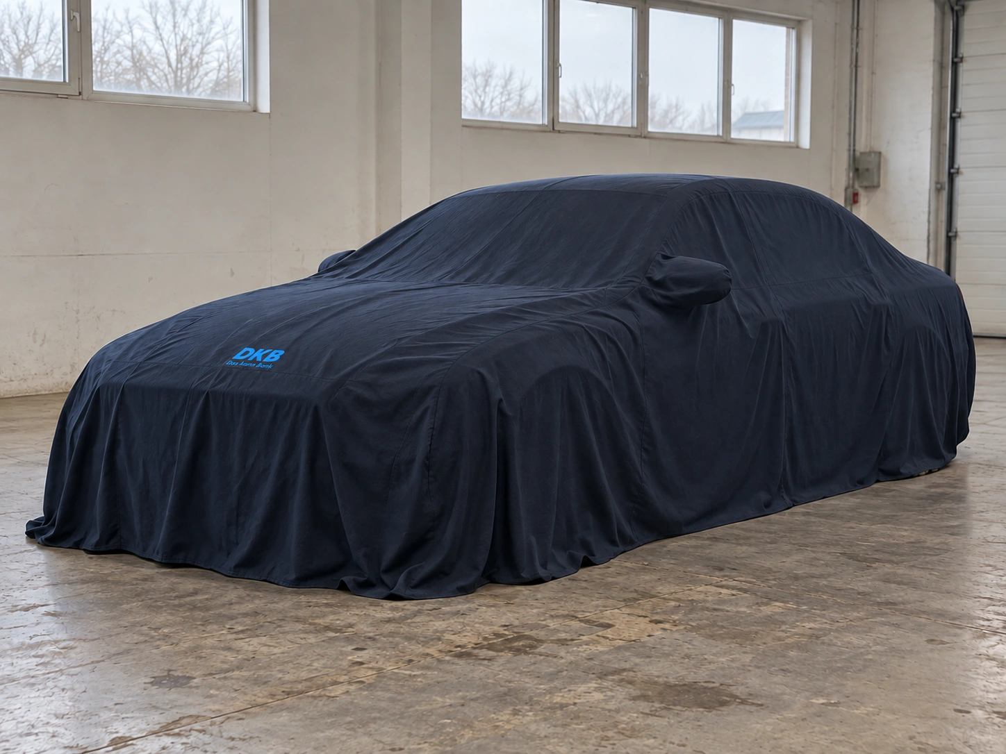 Vorschau: Limousine unter einem Seidentuch mit DKB-Logo